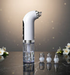 Brosse nettoyante visage à aspiration avec réservoir d’eau et embouts interchangeables, appareil pour éliminer les points noirs et nettoyer les pores en profondeur.